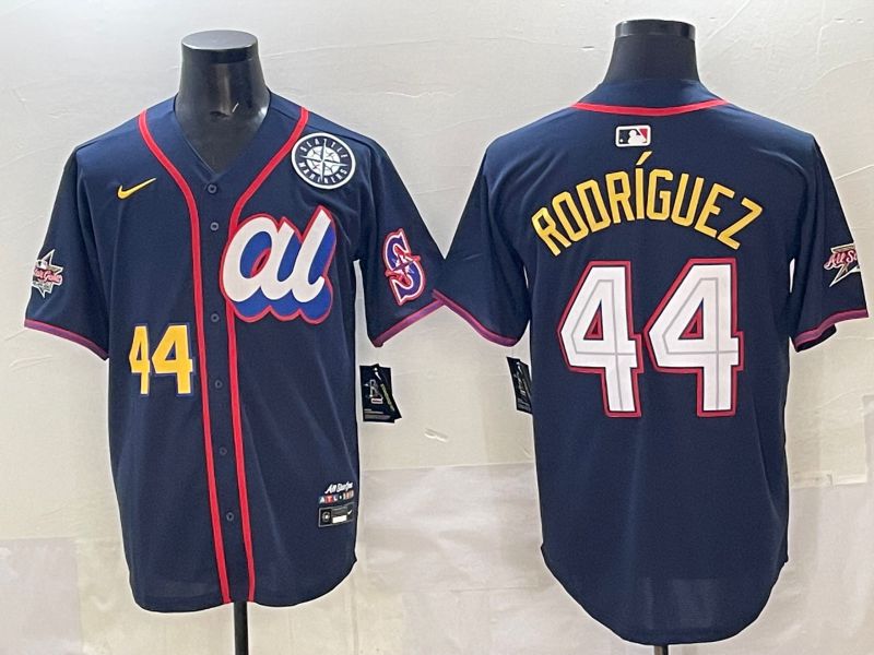 Men 2025 Seattle Mariners #44 Rodriguez dark Blue All star Nike MLB Jersey style 02->milwaukee brewers->MLB Jersey
